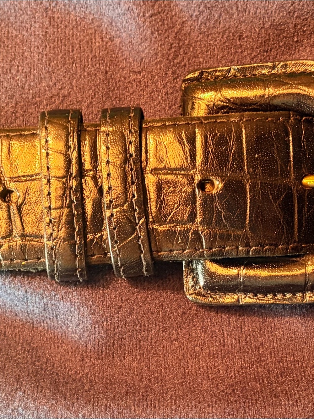 Talbots Black Croc-Embossed Leather Belt